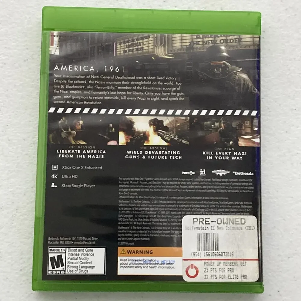 Xbox One Bundle Lot 4 Games Gears Of War 4 Ultimate Ed Fallout 76 Wolfenstein 2